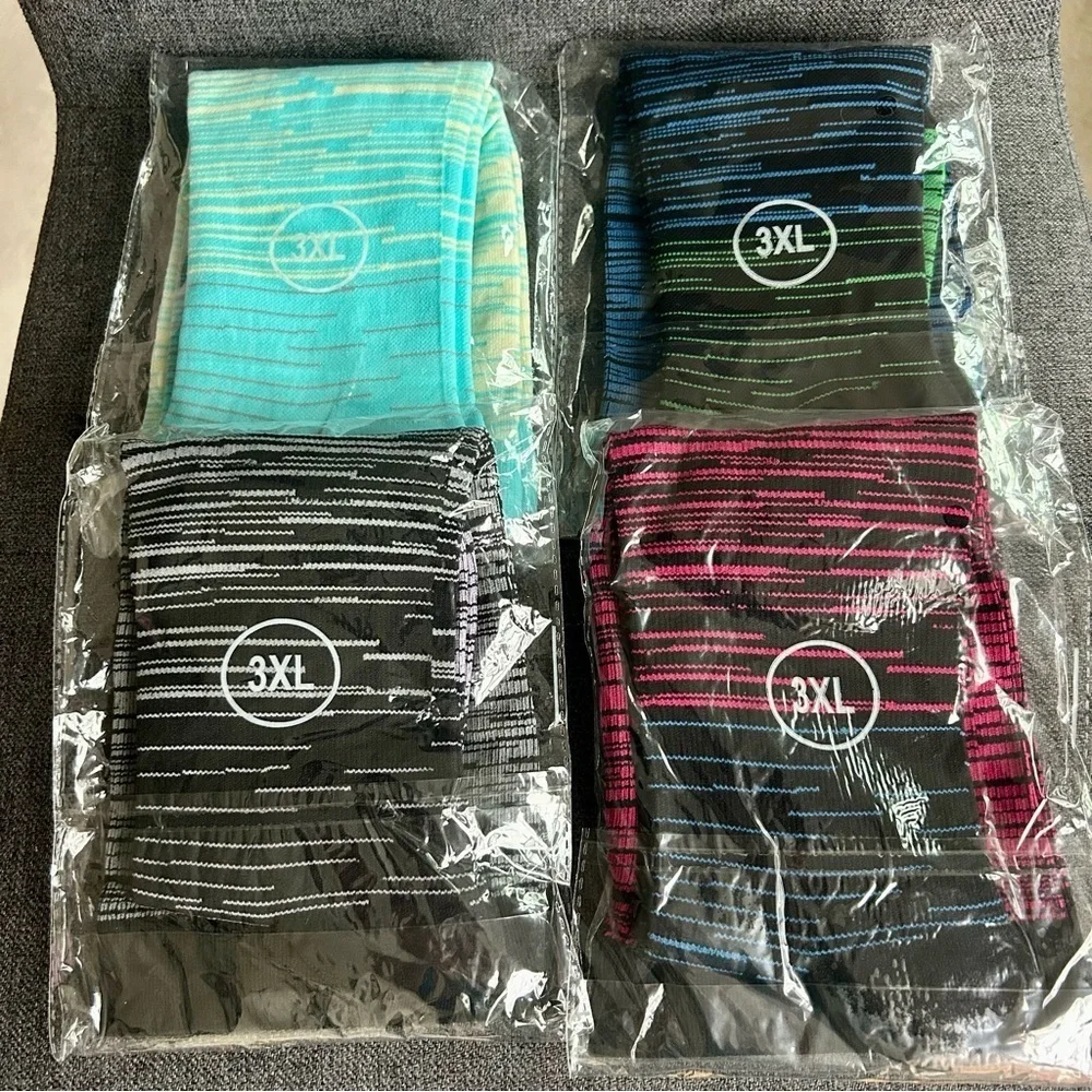 PLUS Size, Ombre Striped Compression Socks, Colorful, Abstract, Travel (1 Pair)